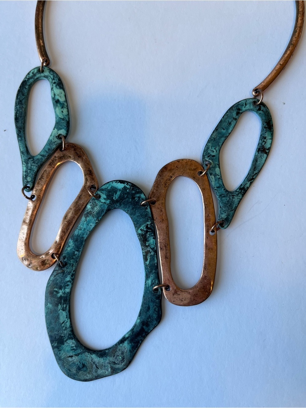 Copper or Brass Statement Necklace Brutalist Art to Wear - Picture 3 of 5